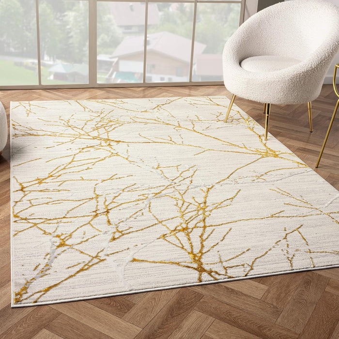 LUXE WEAVERS Modern Abstract Non-Shedding Area Rug Gold 8x10
