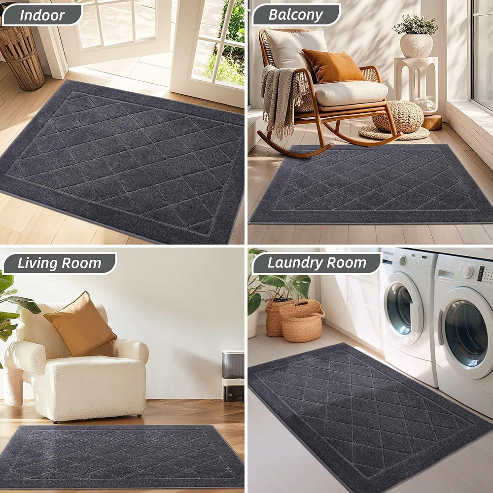 BEQHAUSE Dirt Trapper Door Mat 24" x 36", Doormat Non-Slip, Dark Grey