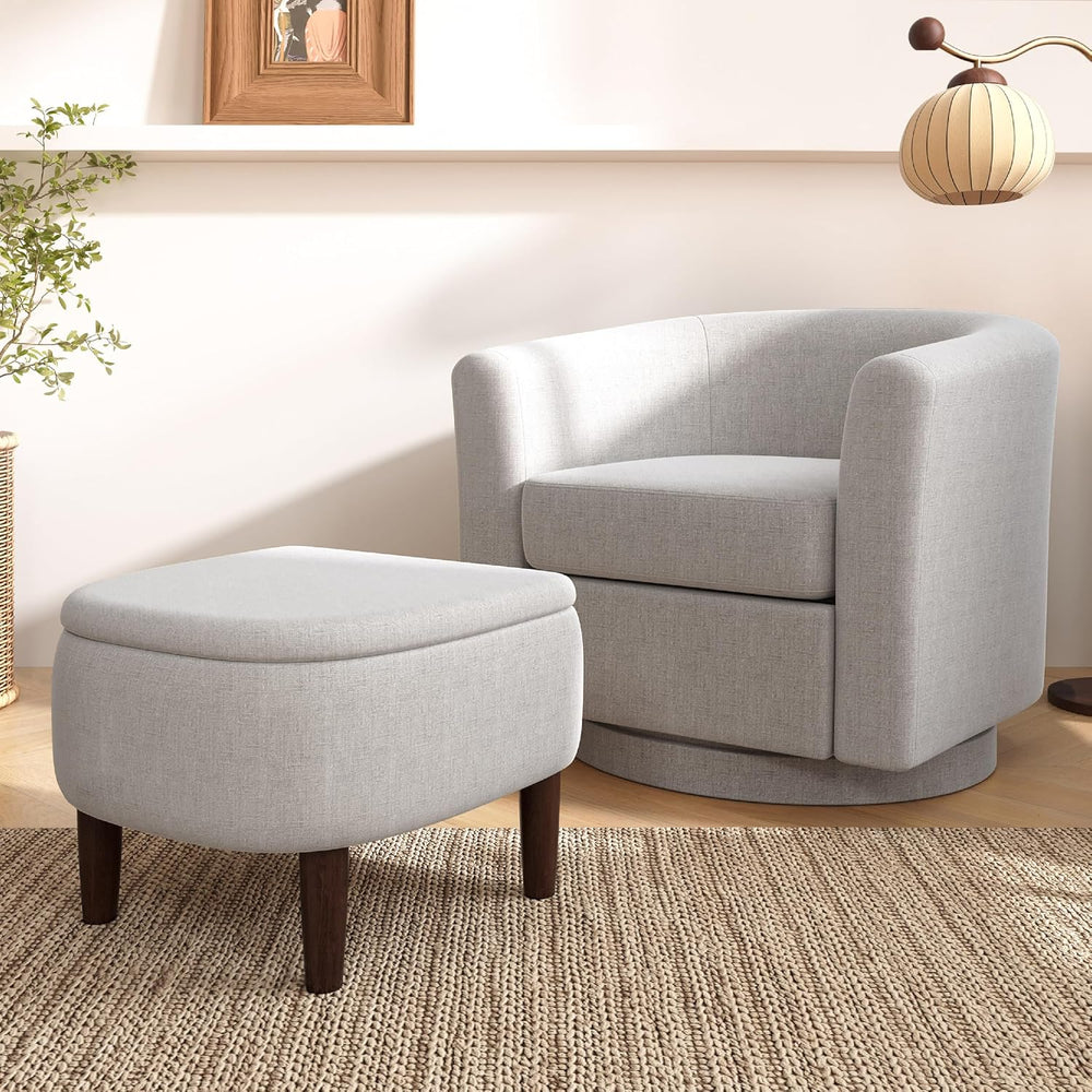 360° Swivel Accent Chair and Storage Ottoman Set