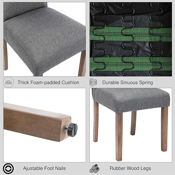 Upholstered Dining Chair Modern Stylish Parsons Kitchen Diner High Back with ...