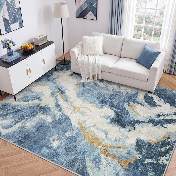 LIVELYGLOW 5x7 Washable Area Rug for Living Room, Non-Slip Carpet
