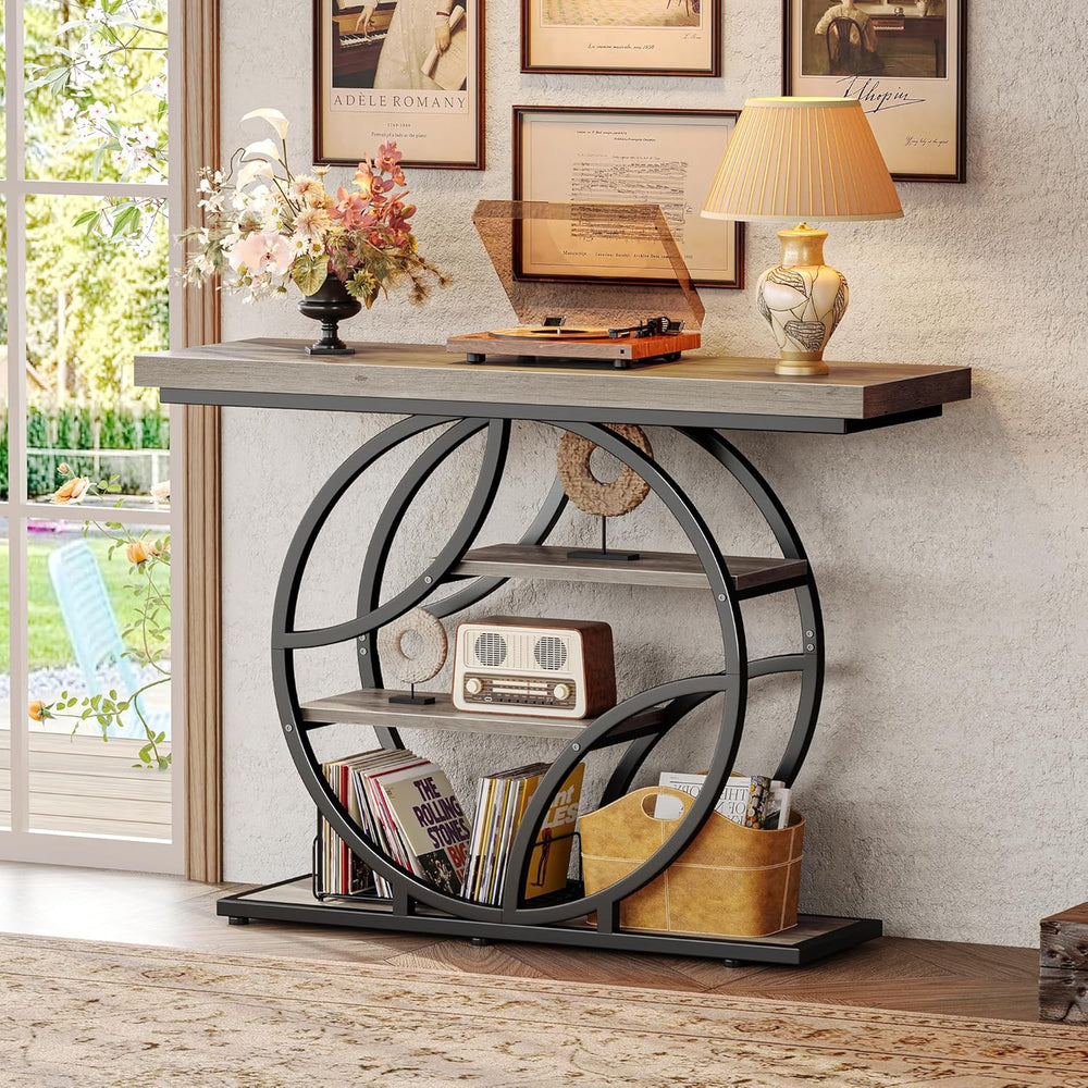 Huuger 41.3 Inch Entryway Table, Console Table with Shelves, Sofa Table
