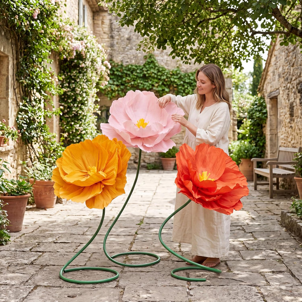 3 Pcs 5ft Giant Multicolor Poppy Flower Back to School Decor