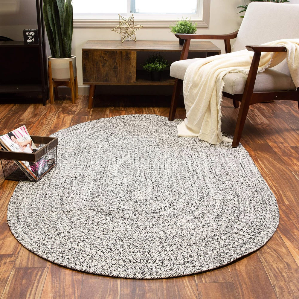Super Area Rugs Farmhouse Braided Rug Cotton Kitchen Reversible Carpet, Black...