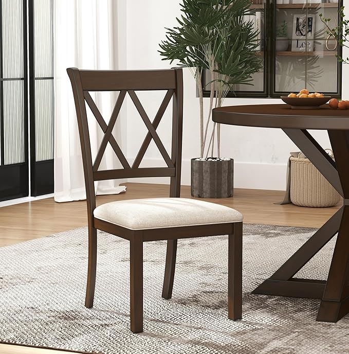 Roundhill Furniture Windvale Fabric Upholstered Dining Chair, Set of 2, Espresso