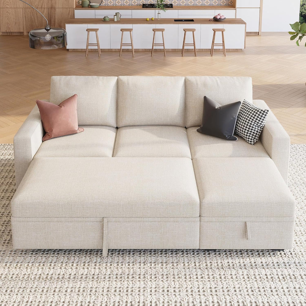 HONBAY Modular Sectional Sleeper Sofa with Pull Out Bed, L Shaped Couch with ...