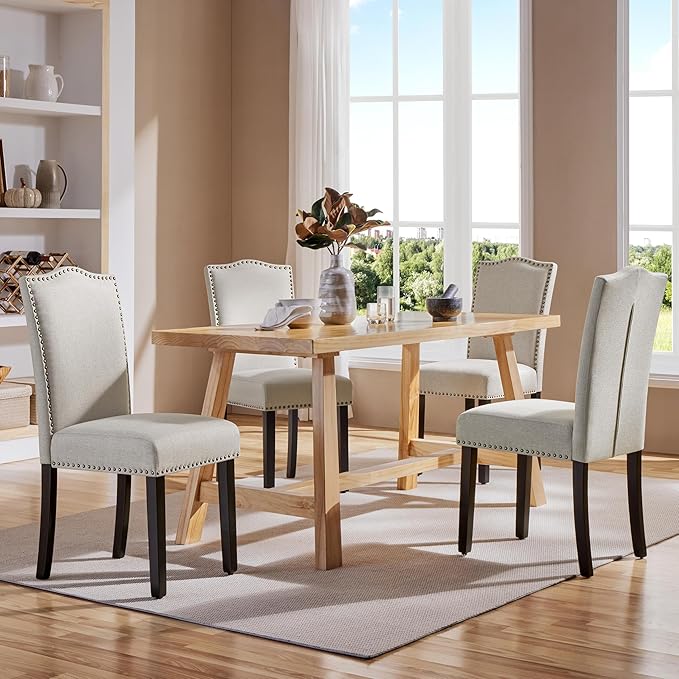Yaheetech Dining Chairs Set of 4 Modern Kitchen Chairs with Fabric Upholstere...