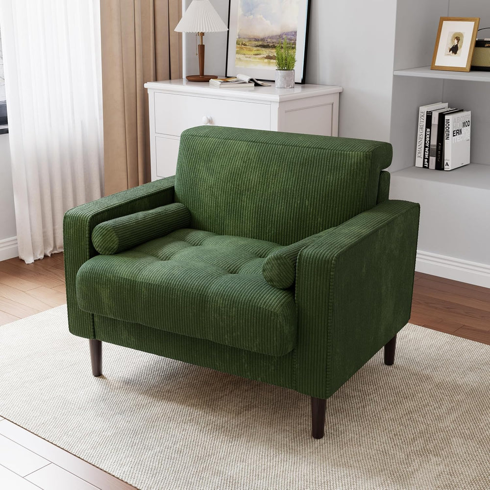 34.5" Arm Chair, Modern Corduroy Accent Chair, Green