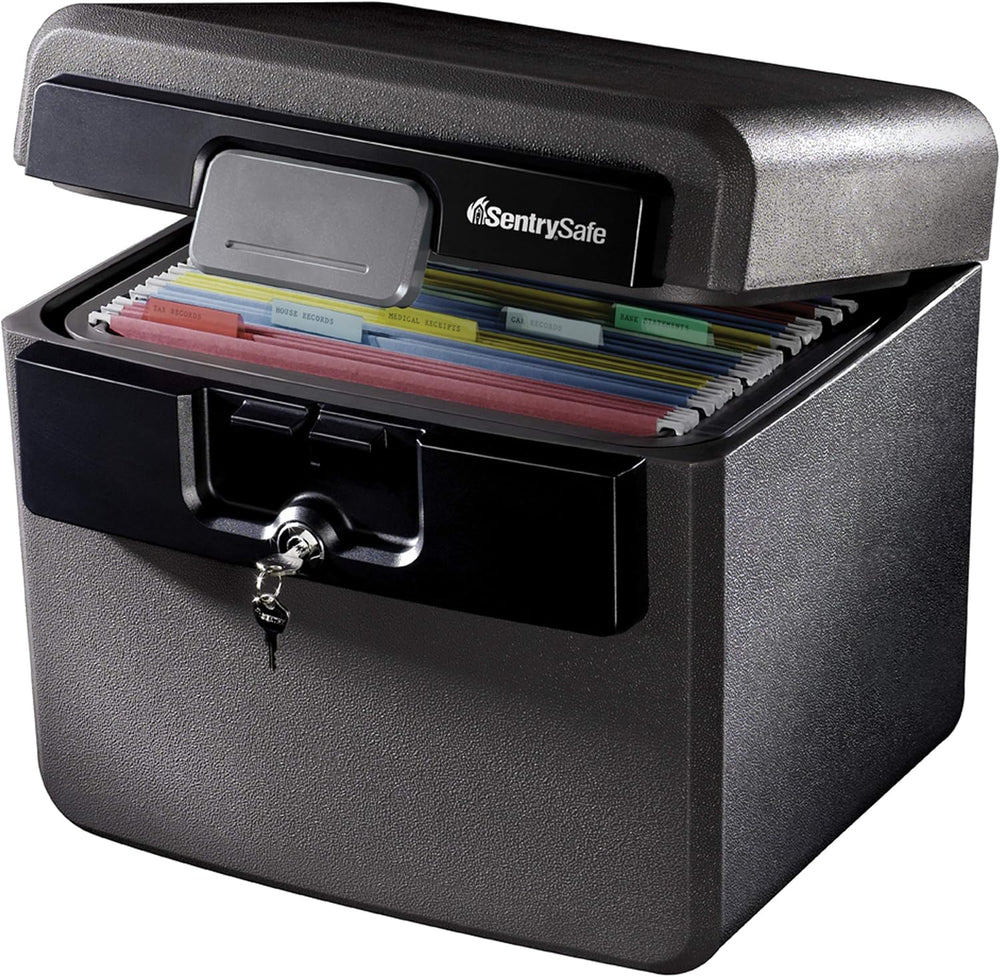 SentrySafe Black Fireproof and Waterproof Safe, File Folder and Document Box ...