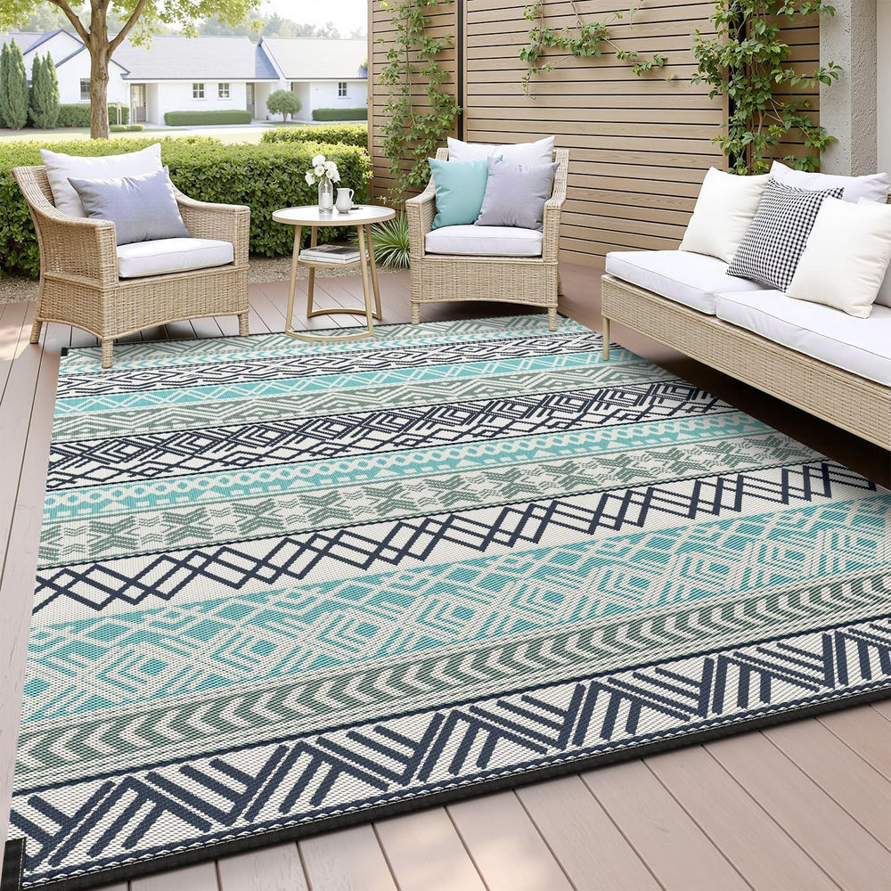 MontVoo Outdoor Rug Carpet 8x10 Waterproof-Patio Rug Mat Reversible RV Campin...