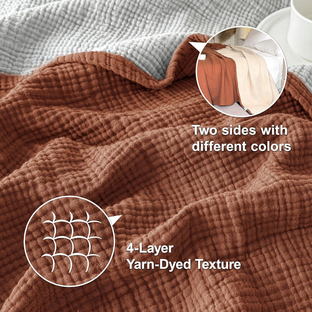 Simple&Opulence 100% Cotton Muslin Blanket King Size, Lightweight Breatha...