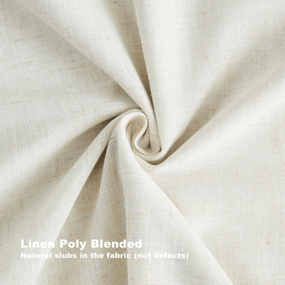 Vision Home Natural Pinch Pleated Full Blackout Curtains Linen Blended Room D...
