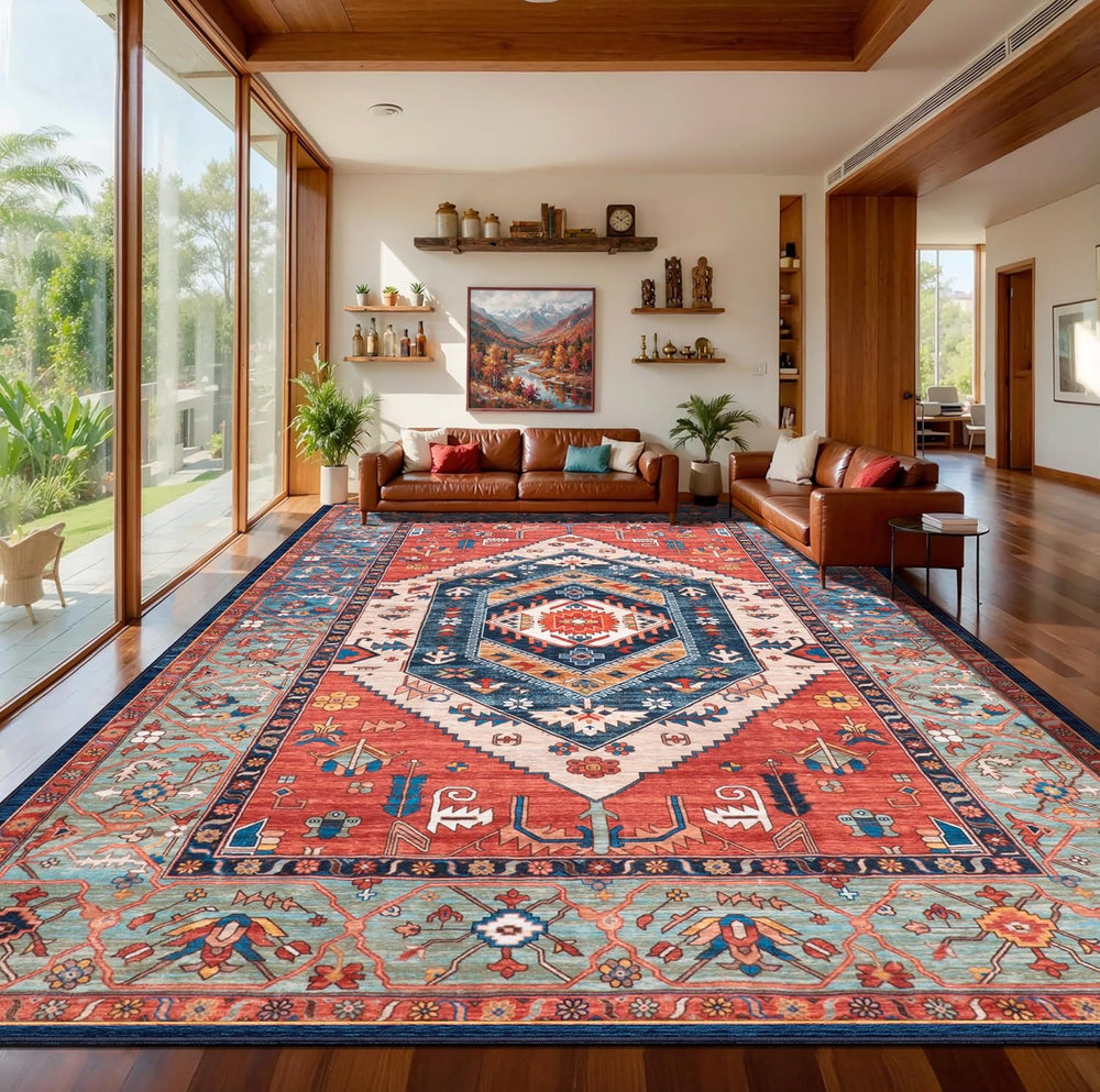SERISSA 10x14 Area Rugs for Living Room, Large Washable Non-Slip Boho Rug