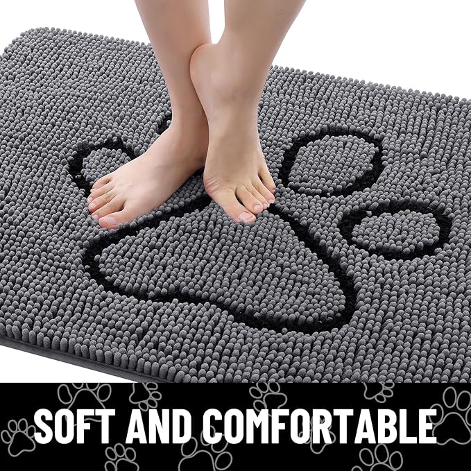 Smiry Dog Door Mat for Muddy Paws, Absorbent Dirt Trapper Non Slip Quick Dry