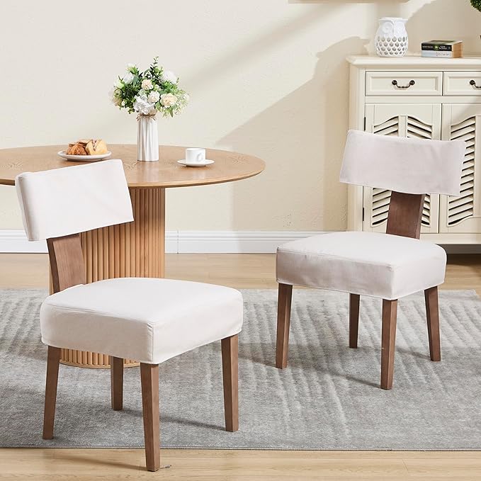 Upholstered Dining Chairs Set of 6 with Seat Covers, Modern Wooden Kitchen Ch...