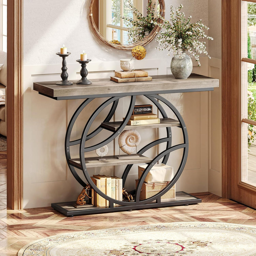 Huuger 41.3 Inch Entryway Table, Console Table with Shelves, Sofa Table