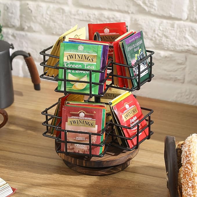 MyGift 8 Compartment Tea Bag Organizer Carousel, Coffee Station Storage Caddy