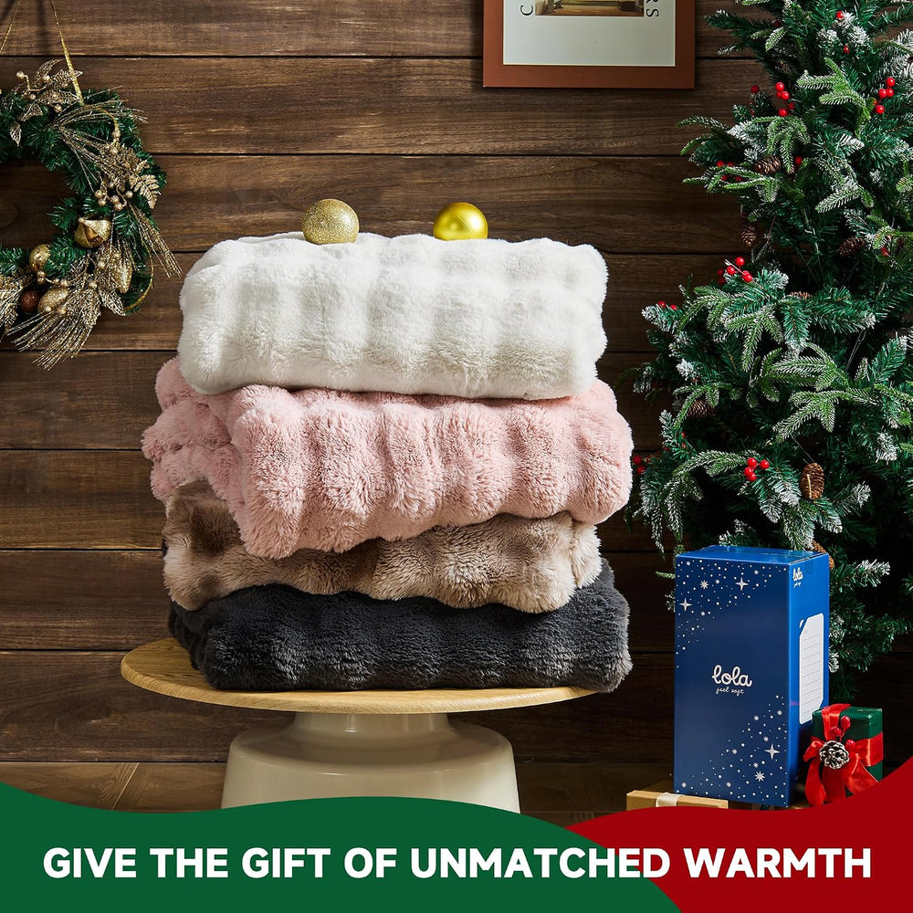Ultra Soft Faux Fur Throw Blanket for Couch,50"x60",Darkgrey