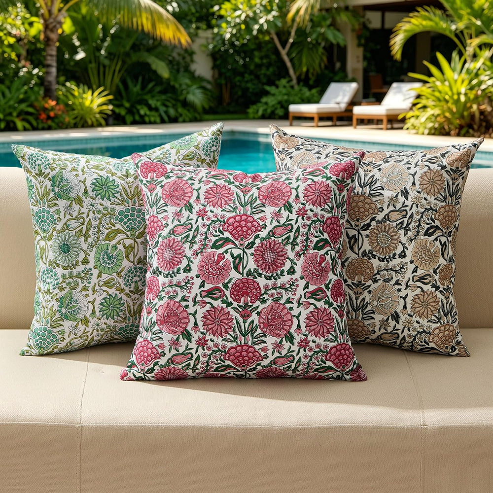 Outdoor Waterproof Pillow Covers 24x24 Brown Floral Outdoor Decor