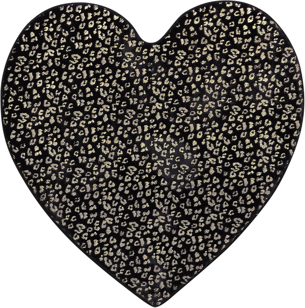Juicy Couture Metallic Leopard Foil Print Shaped Heart Rug, Padded with Non-S...