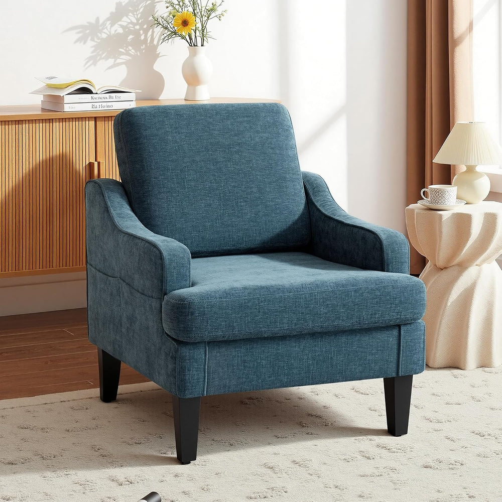 Set of 2 Accent Chair for Living Room,Mid-Century Arm Chair Chenille Fabric L...