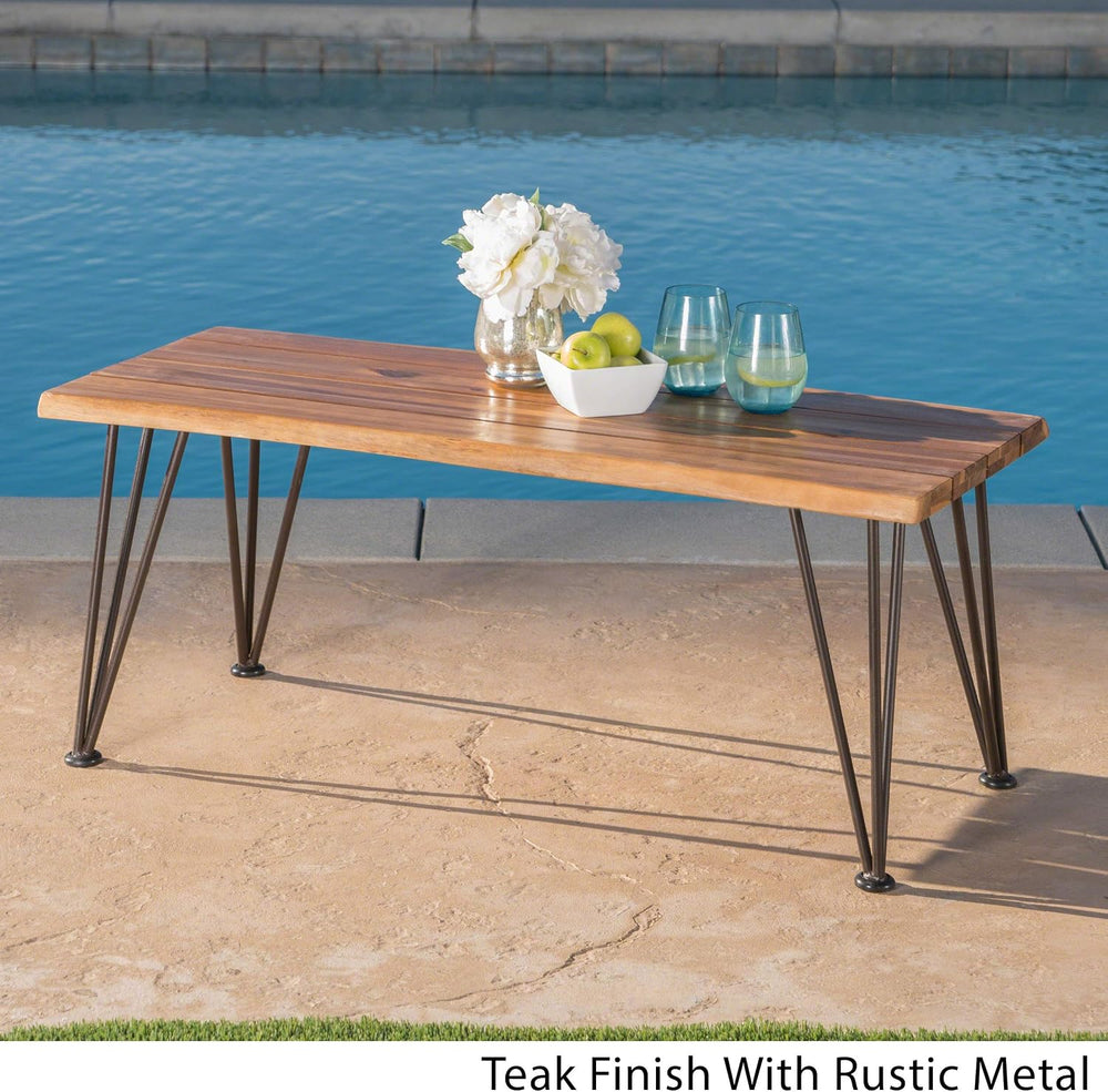 Christopher Knight Home Zion Outdoor Industrial Iron and Teak Finished Acacia...
