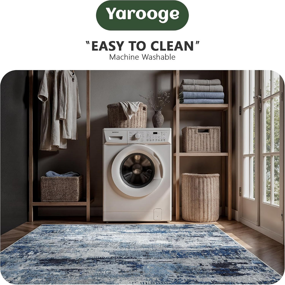 9x12 Area Rugs, Abstract Morden Soft Washable Rug, Non-Slip Low Pile Rugs for...