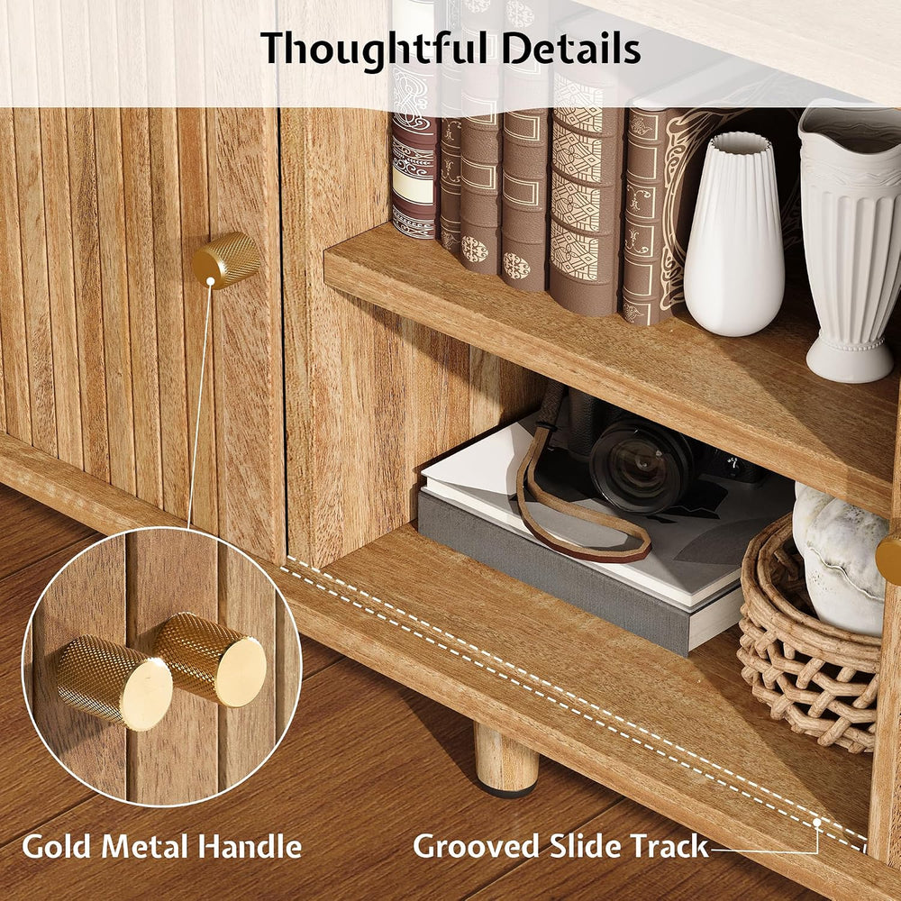 LUXOAK 3-Piece Mid Century Modern Living Room Table Set, 70" TV Stand wi...