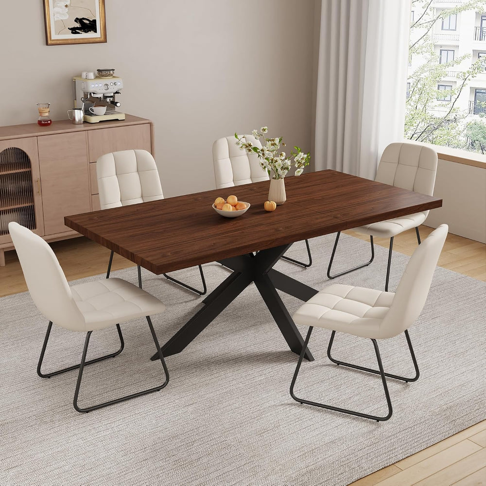 ZckyCine 7-Piece Dining Table Set, 6-Person Modern Rectangular Wooden 51"...