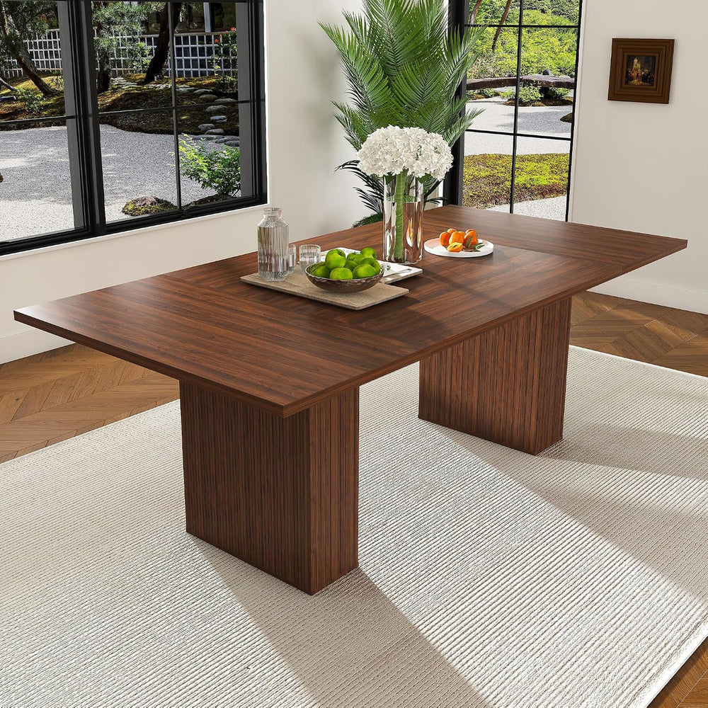 Rectangle Dining Table for 4-6, 78" Modern Dining Room Table with 2-Tier...