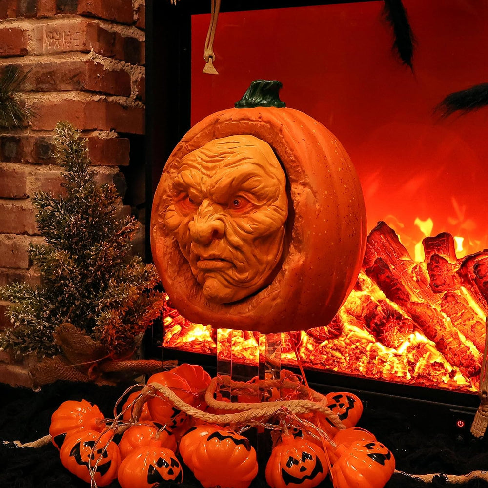Scary Animated Pumpkin Decor for Halloween Haunted Houseโ (Orange)