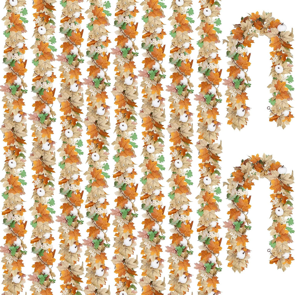 10 Pack Fall Garland, 59Ft Artificial Autumn Maple Leaves Vines Thanksgiving ...