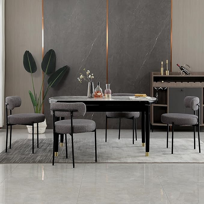 DYHOME Boucle Dining Chairs Set of 4, Upholstered Kitchen Dining Room Chairs,...