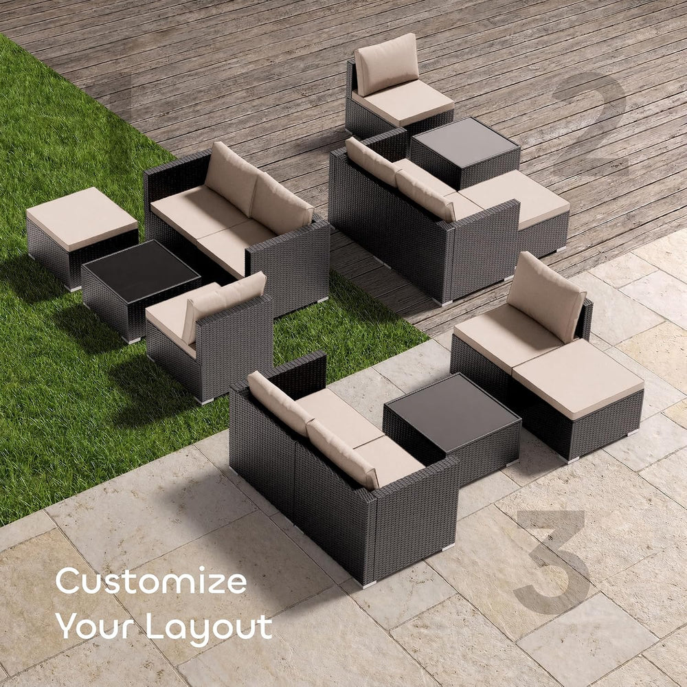 Skyfish Patio Furniture Set - Wide Armrests - All-Weather 5 Piece Outdoor Wic...