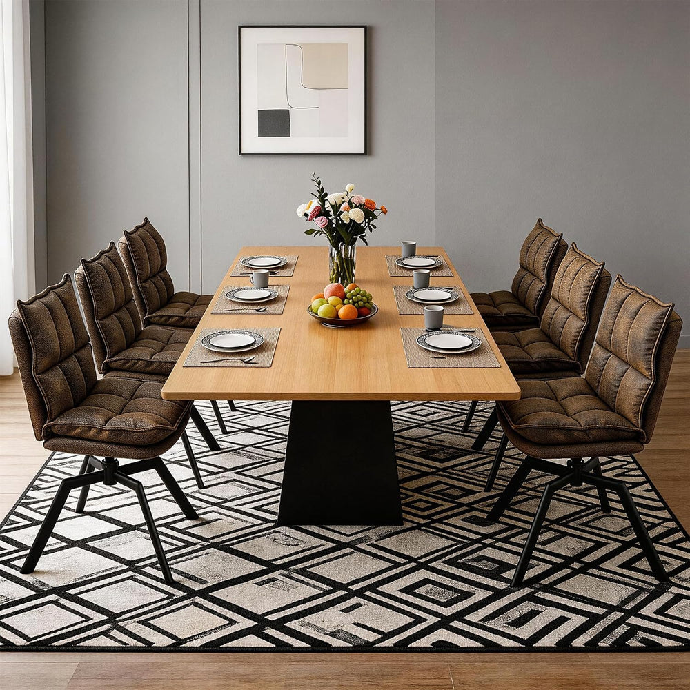KEEZY Swivel Dining Chairs Set of 2, Mid-Century Modern Chairs with PU Leathe...