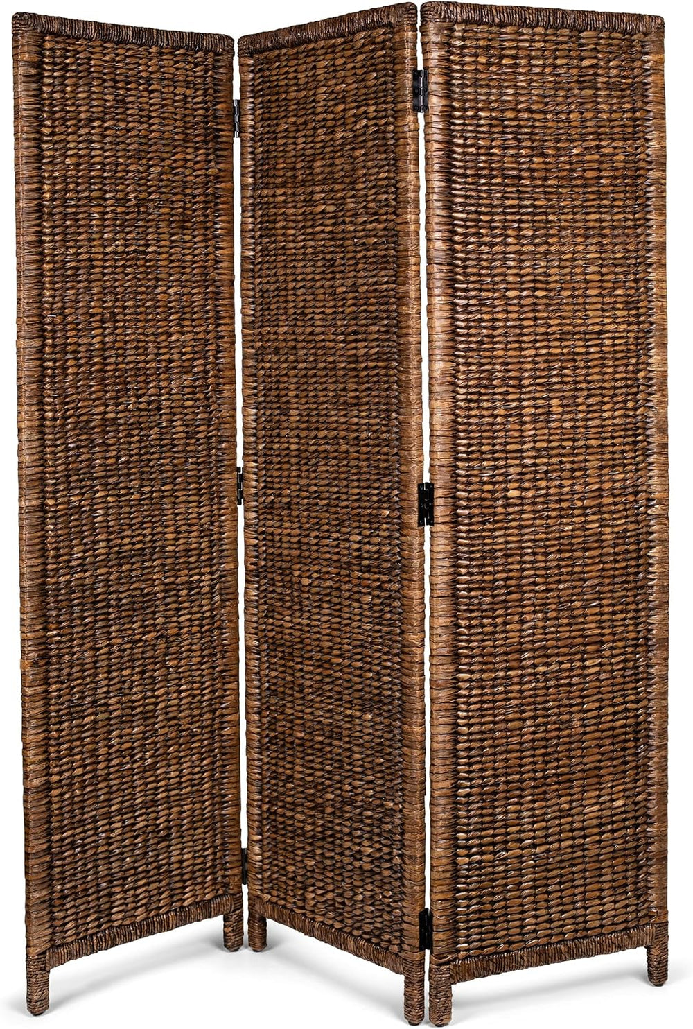 BIRDROCK HOME 3 Panel Seagrass Room Divider, Brown Wash, 57.5โ x 70.1โ