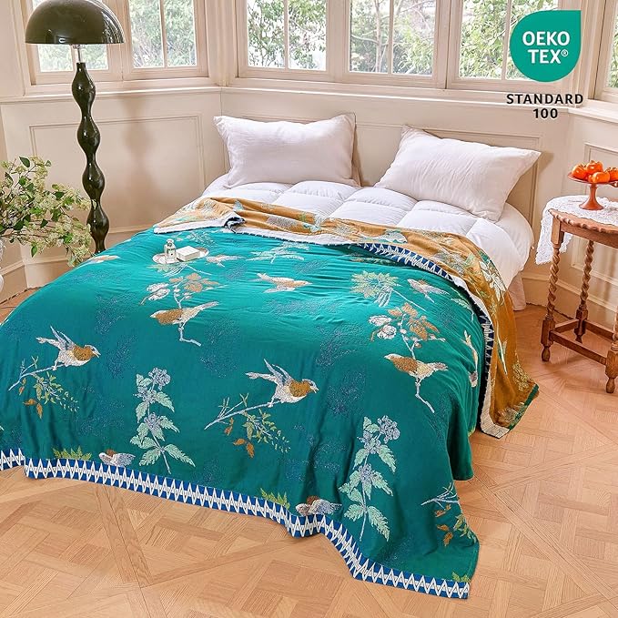MSGKV The Boho Layer: 60"x80" Cotton Throw Blanket – Full Size