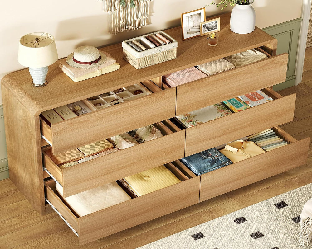 TEENFON 55" Dresser for Bedroom with 6 Drawers, Dressers & Chests of...