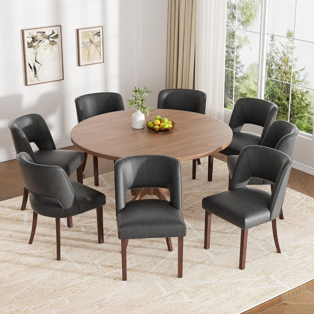 Dining Chairs Set of 8,Modern Dining Room Chairs with Thick Cushions,Faux Lea...