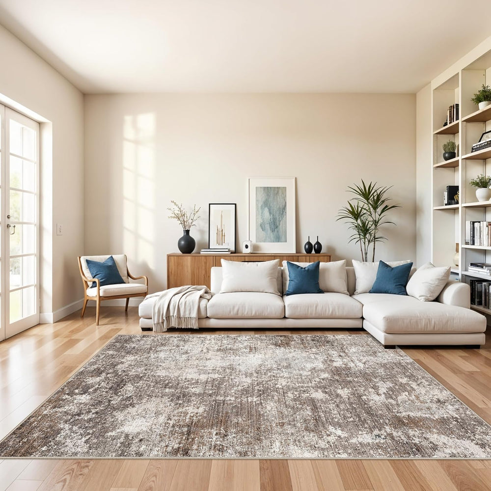 7x7 Area Rug Square Washable – Non-Slip Soft Indoor Carpet for Dining Room Li...