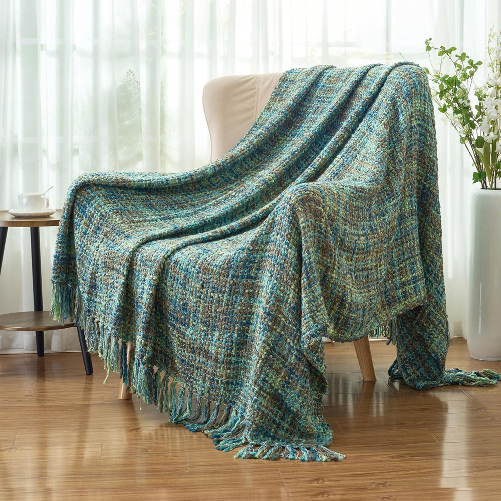 Multi-Color Cable Woven Throw Blanket for Couch - 50"X60"