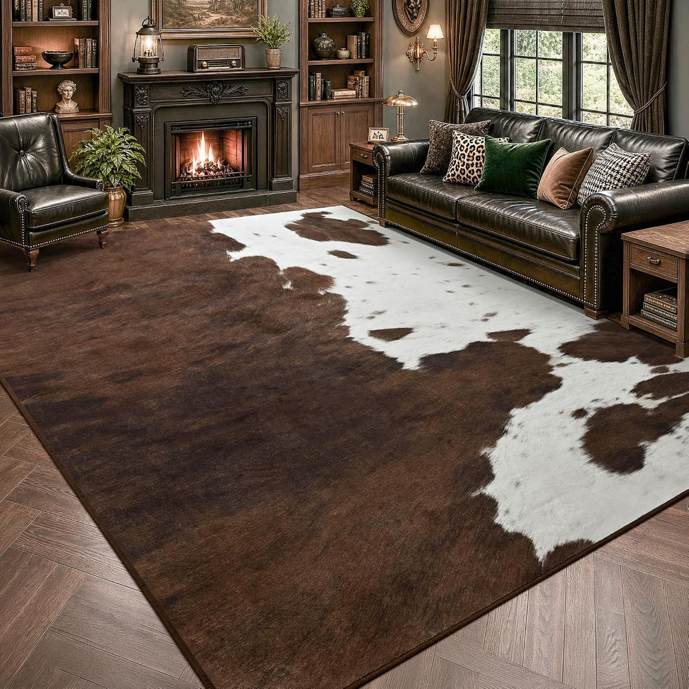 Foxmas 4x6 Cow Print Rugs for Living Room Bedroom