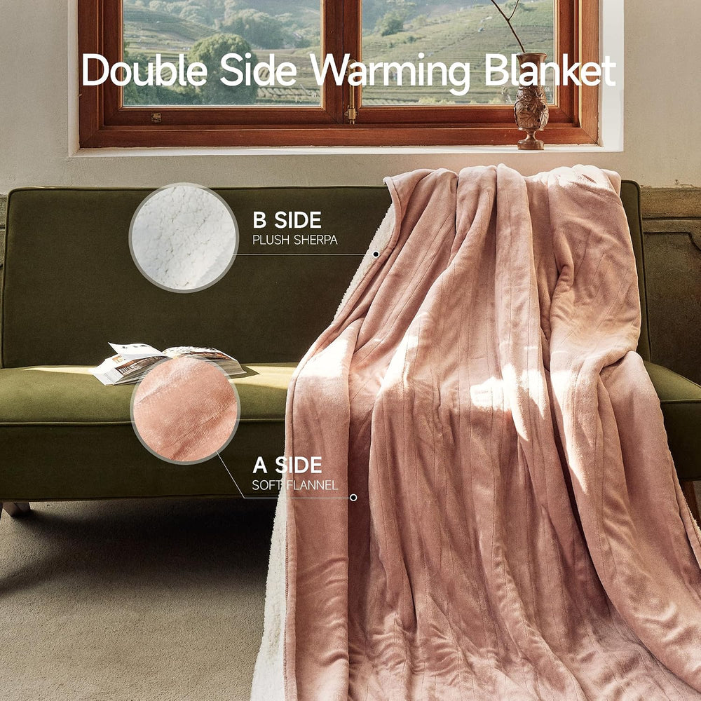 GOTCOZY Heated Blanket-Soft Plush Electric Blanket King Size(Rose Dust)