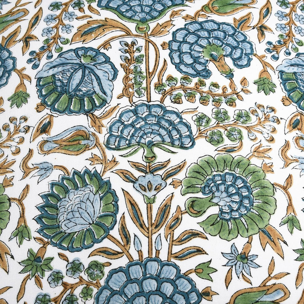 Ridhi Asparagus Green Block Print Cotton Pillow Cover 16x16 Inch Set of 2