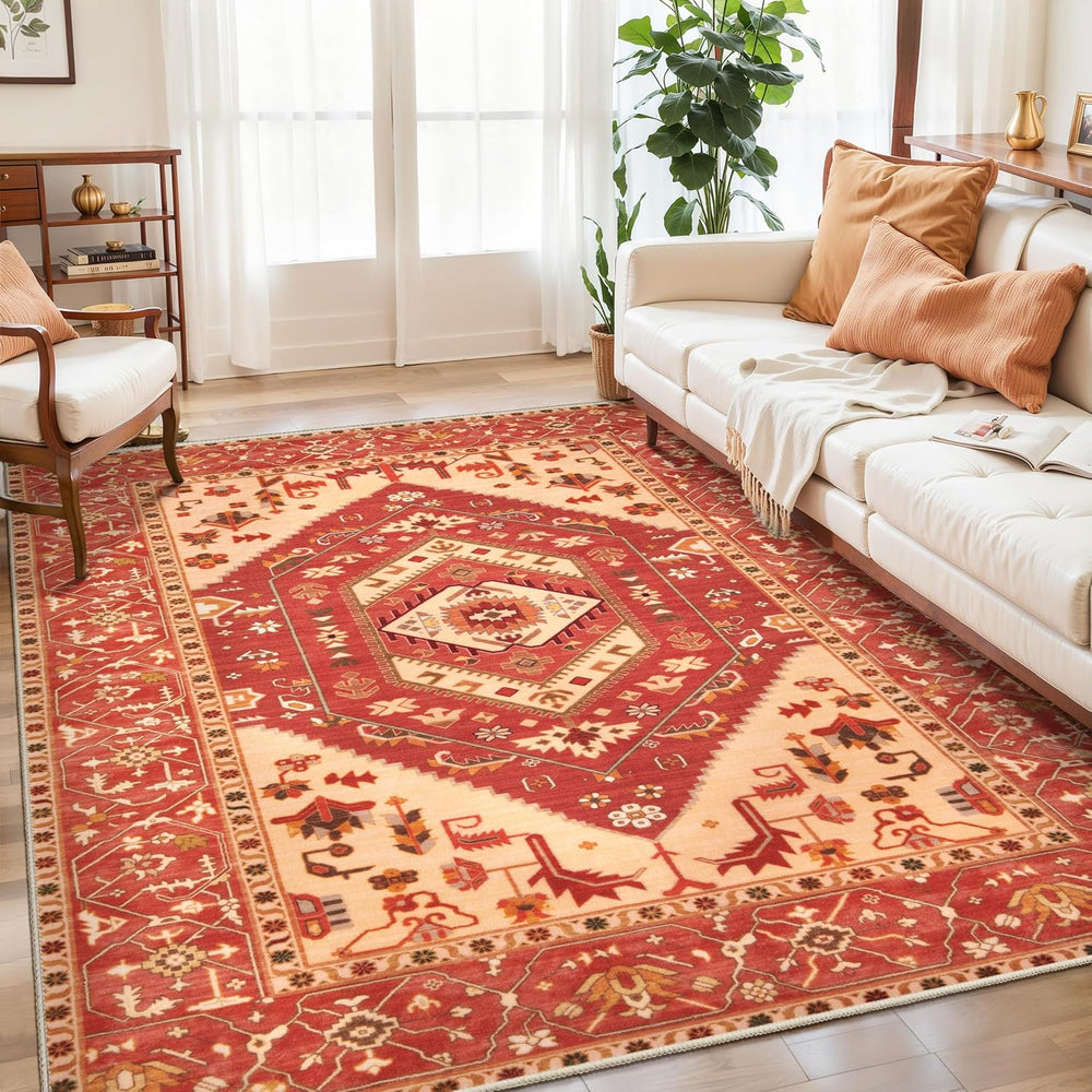 SERISSA 5x7 Boho Area Rug, Washable Non-Slip Rugs