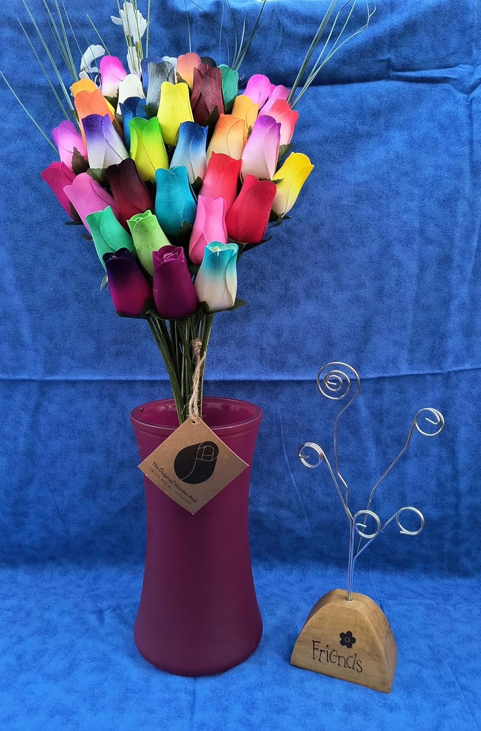Assorted Colors Wooden Rose Closed Bud Bouquets 3 Dozen