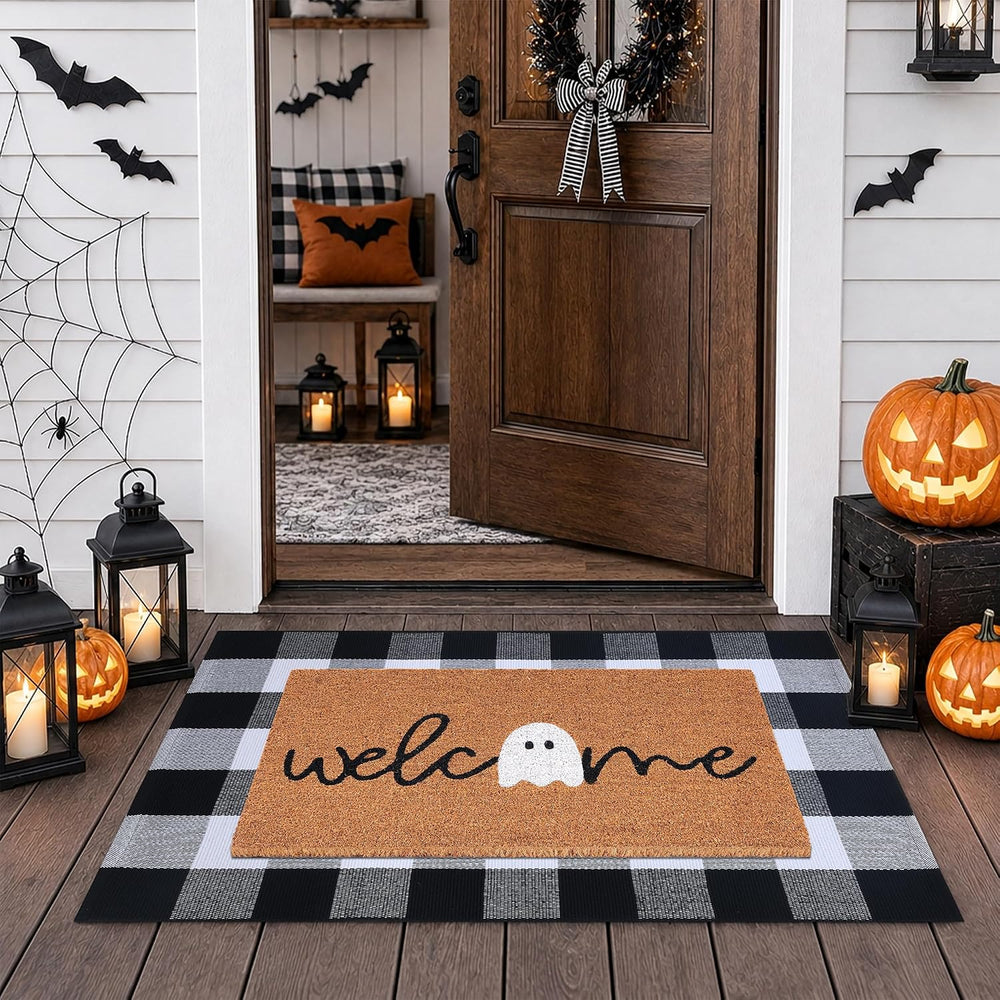 Halloween Door Mat Combo Set, Welcome Ghost Coco Coir Welcome Doormat + 28&qu...