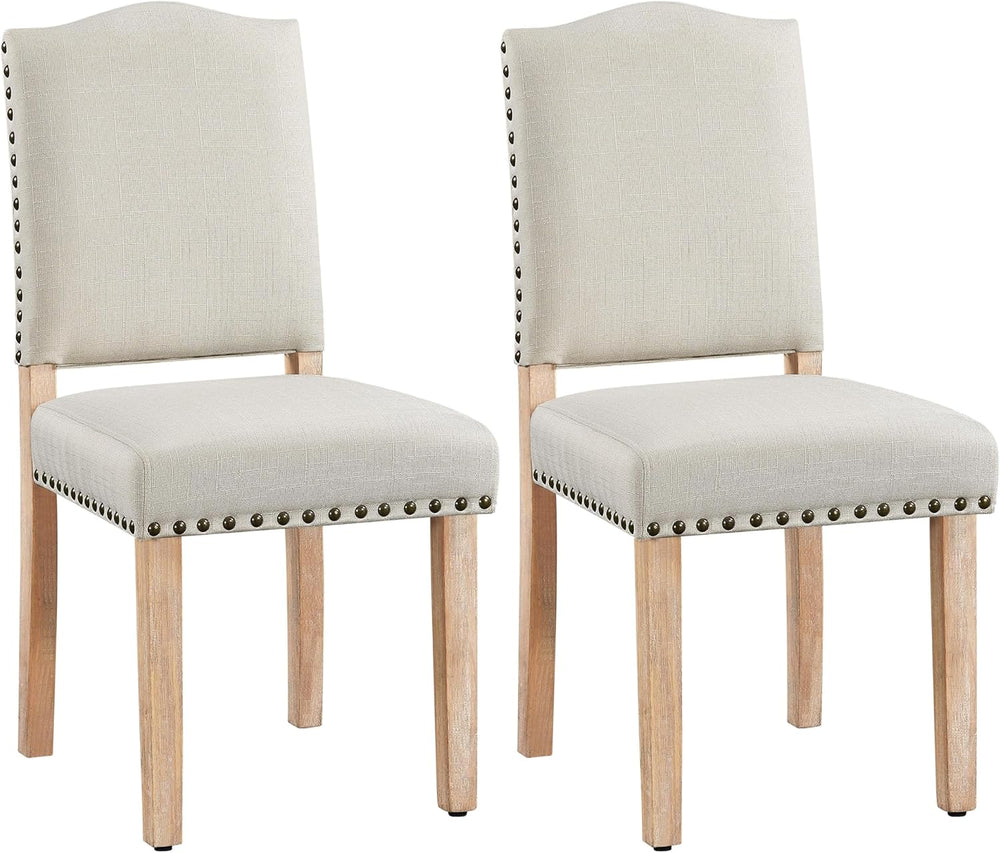 Yaheetech Upholstered Dining Chairs Set of 2 Classic Fabric Kitchen Chairs wi...