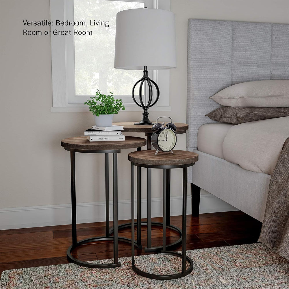 Lavish Home Nesting Tables - Set of 3 Round Side Tables for Living Room, Bedr...