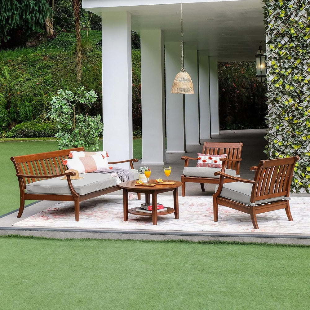 Cambridge Casual Mahogany Wood Como Patio Daybed, 3-Seater, Oyster Cushion